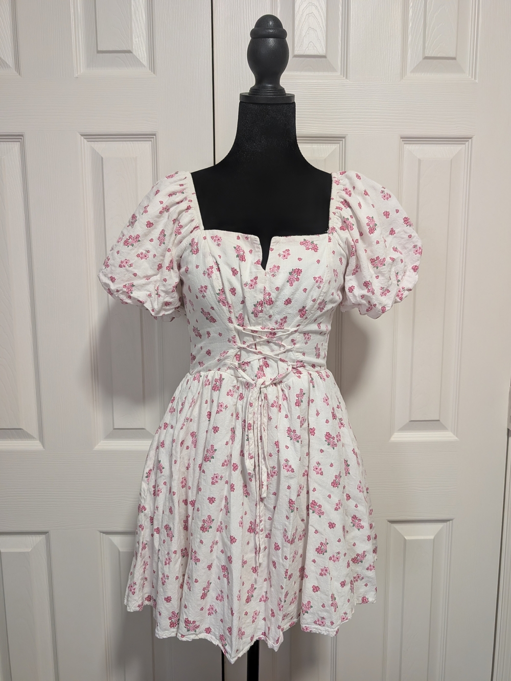 Altar'd State White Mini Dress with Pink Floral Print